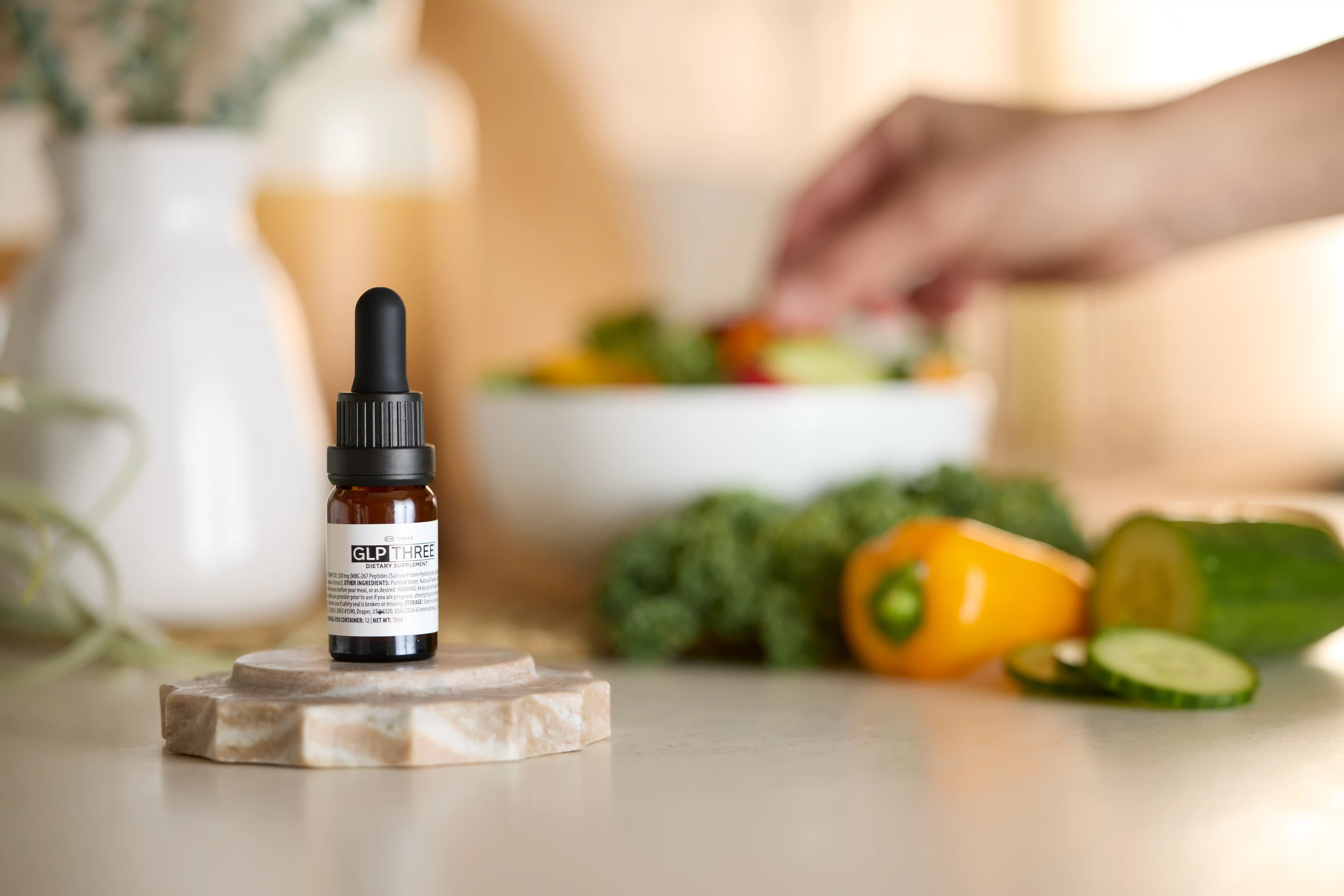 GLP THREE is a natural supplement designed to gently support your body’s metabolism to help you reach your weight management goals.