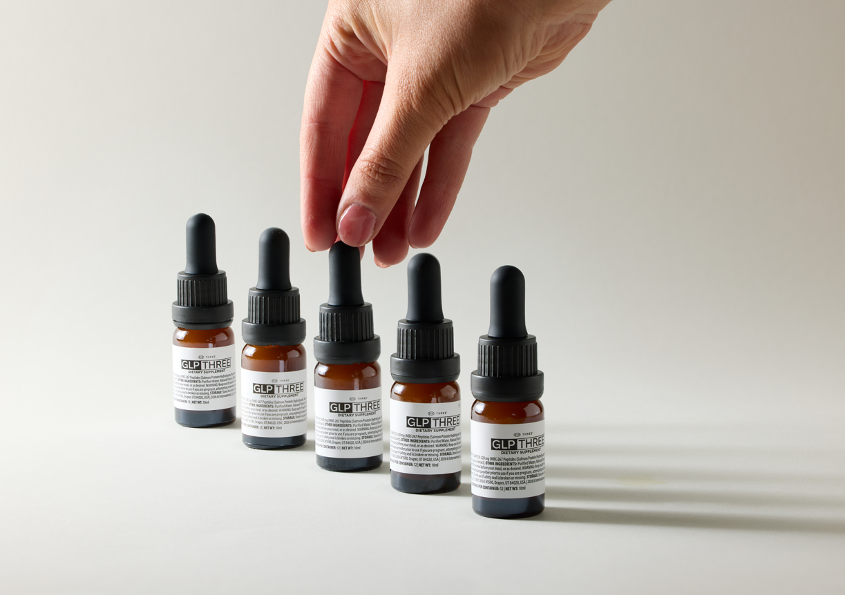 GLP THREETM contains no synthetic ingredients, flavors, colors, binders, fillers, or maskers. It is non-GMO. It is natural down to its color; that warm golden hue comes from the MBC-267 peptides and saffron themselves.