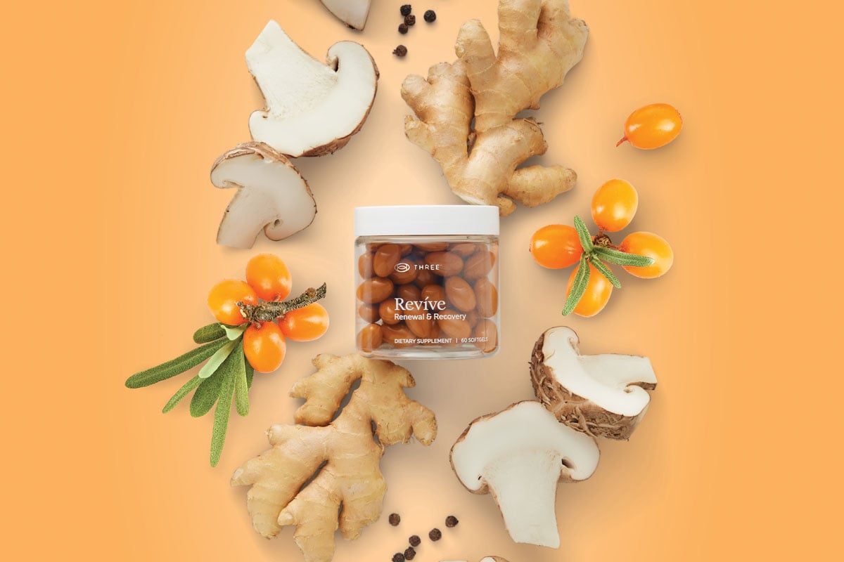 natural ingredients found in revive by THREE shiitake mushrooms curcumin supplement