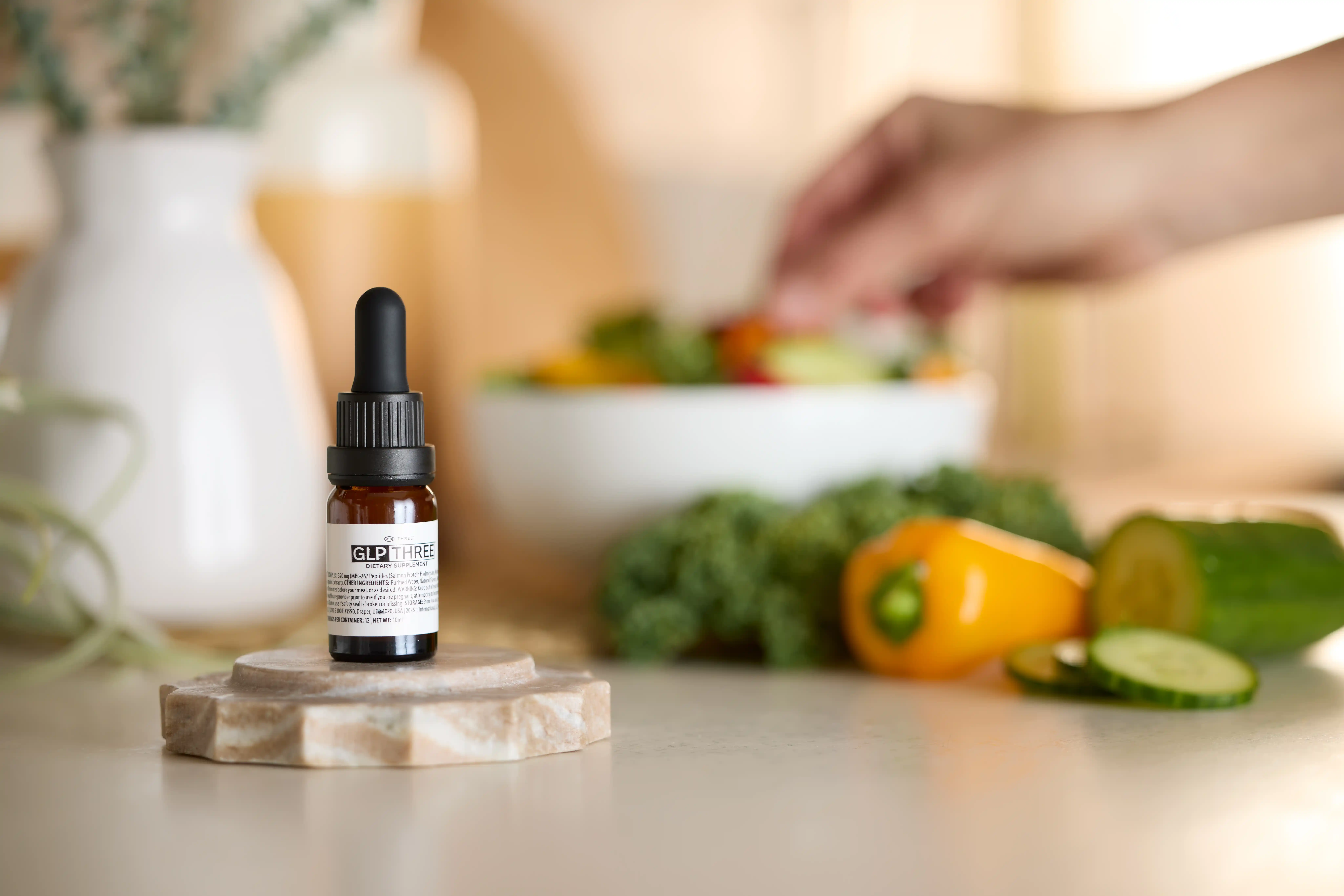 GLP THREE is a natural supplement designed to gently support your body’s metabolism to help you reach your weight management goals.